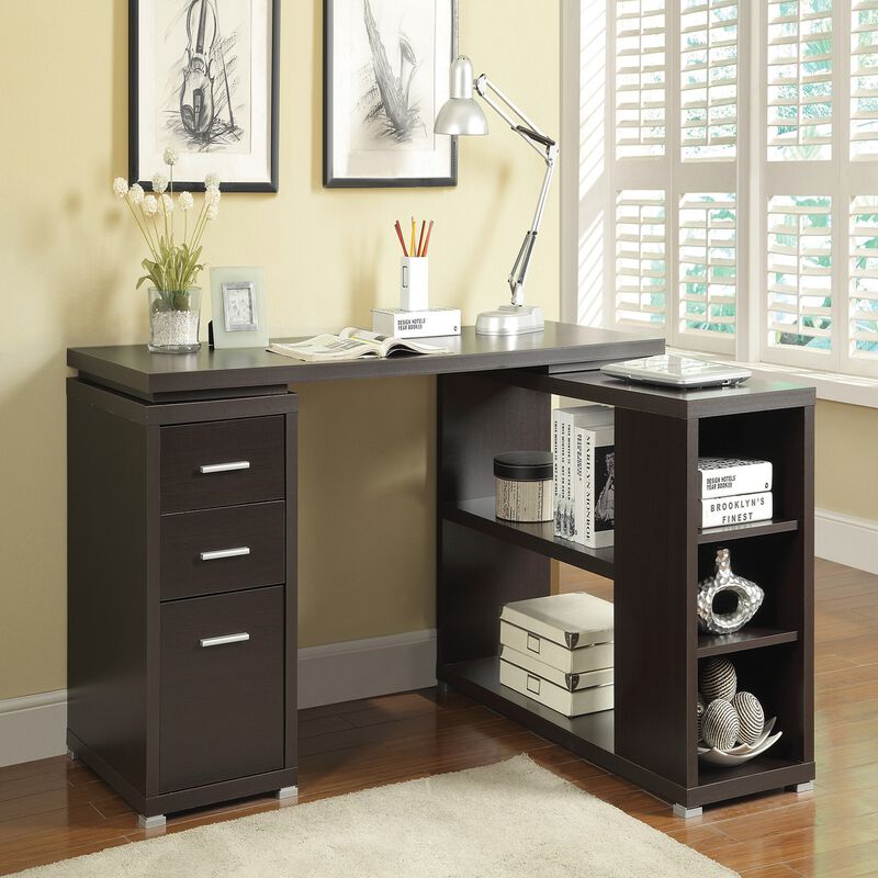 Contemporary Style Wooden Office Desk, Brown-Benzara