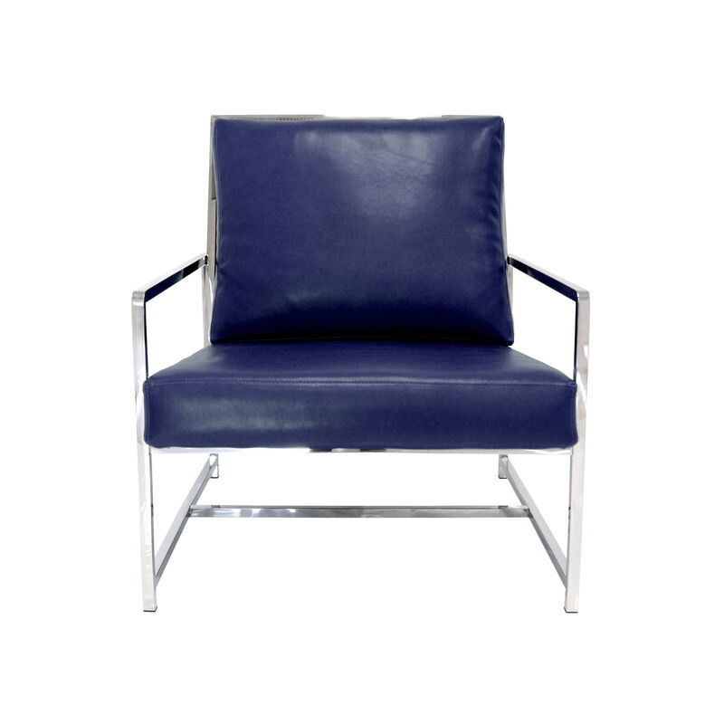 Pasargad Home Luxe Collection Navy Leather Chairs