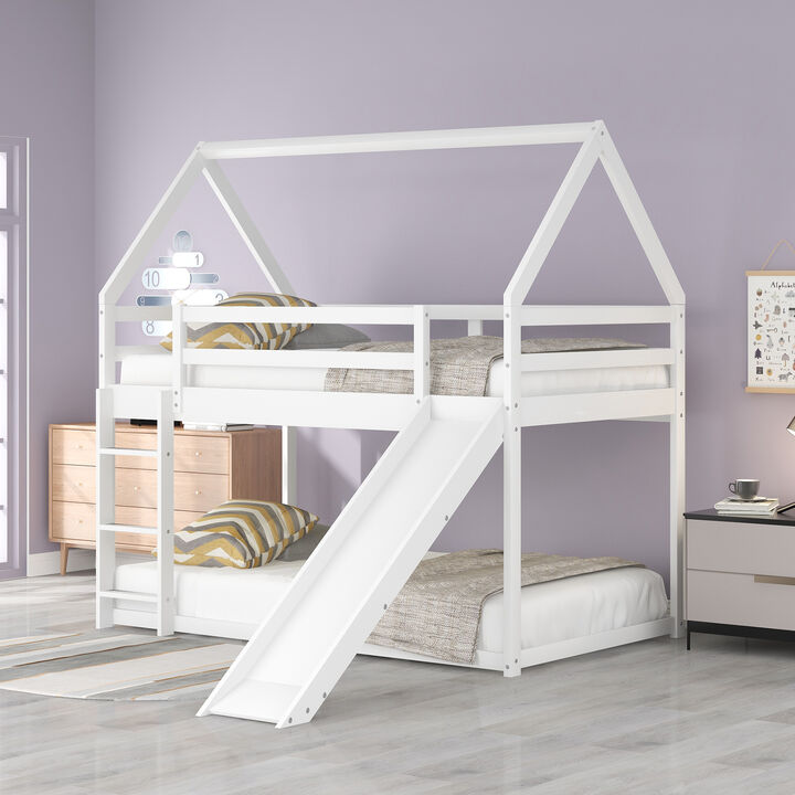 Merax Twin Size Bunk House Bed with Slide and Ladder.