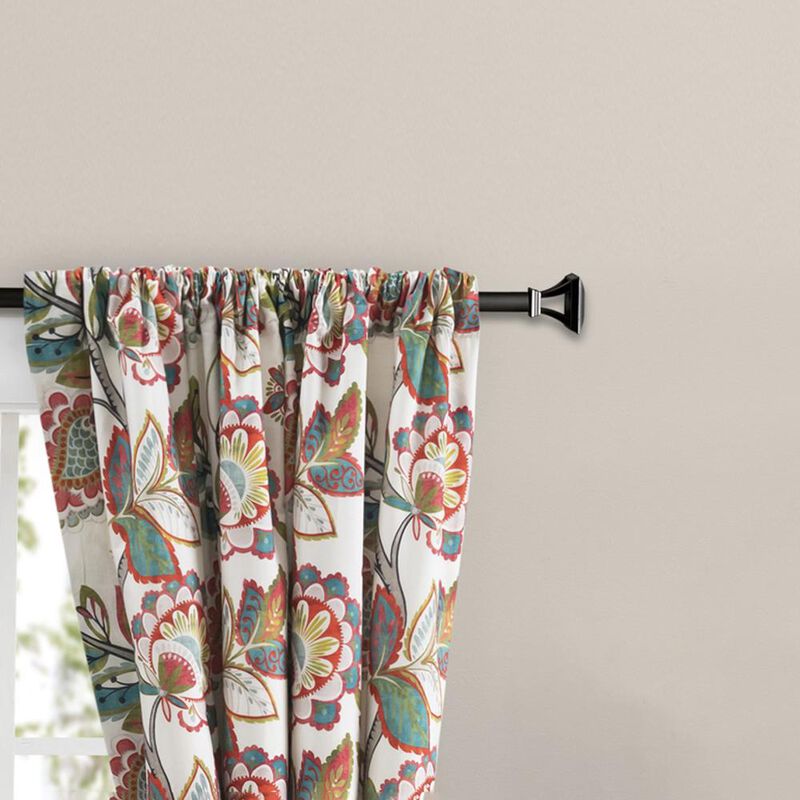 Ellis Curtain Wynette Lined 3" Rod Pocket Curtain Panel Pair with Tiebacks 100" x 84" Multicolor