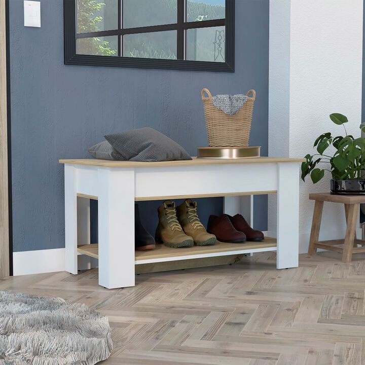 DEPOT E-SHOP Saturn Storage Table, Four Legs, Lower Shelf