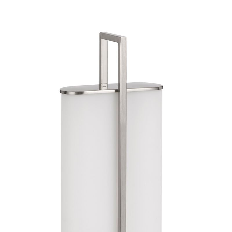 Mora Table Lamp Acrylic Shade, 2 USB, LED Lights, Chrome Steel 23 Inch - Benzara