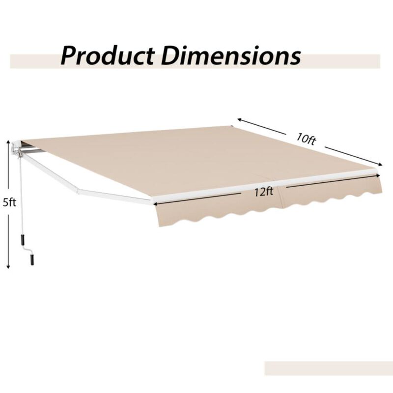 Hivvago 12 x 10 Feet Retractable Patio Awning Aluminum Sunshade Shelter