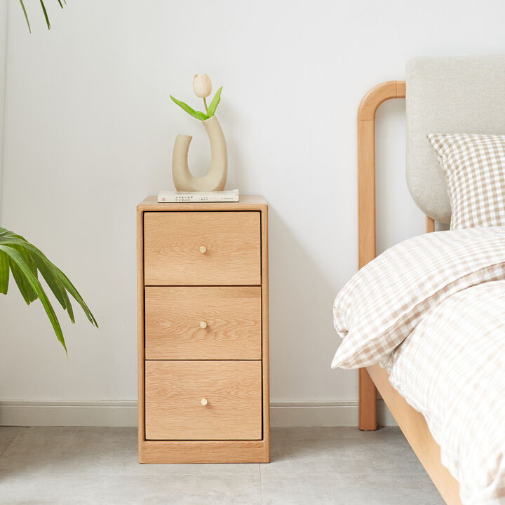 Solid Oak Free-Standing Corner Bedside Table