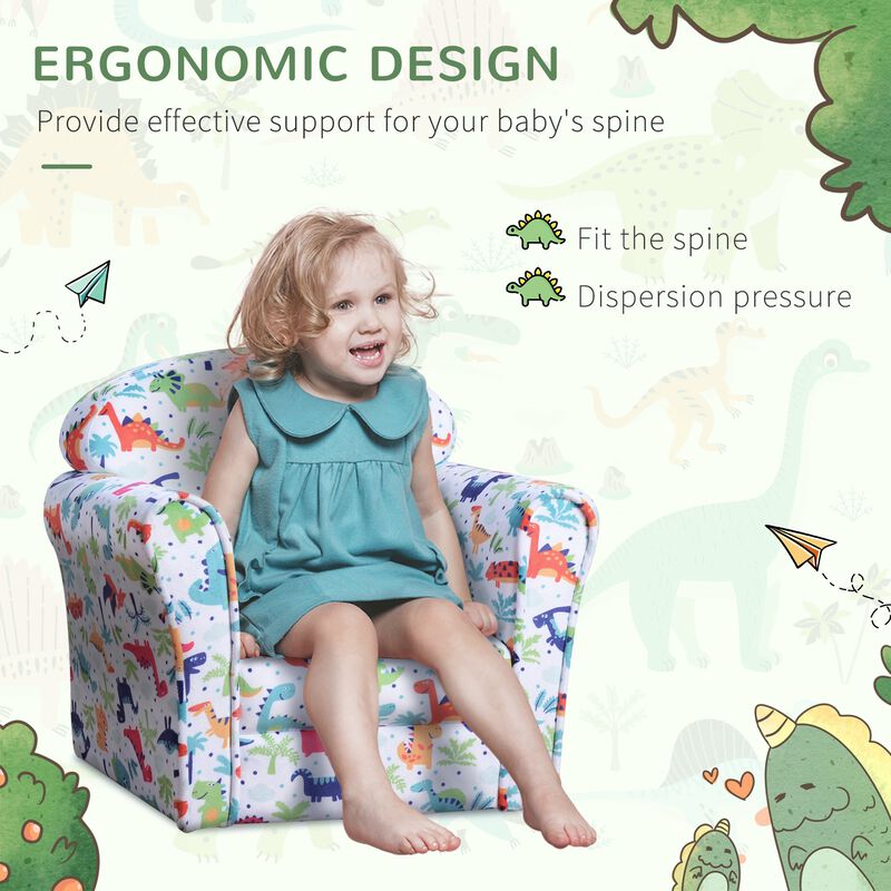 Dinosaur Kids Armchair: Padded Sofa for Playroom