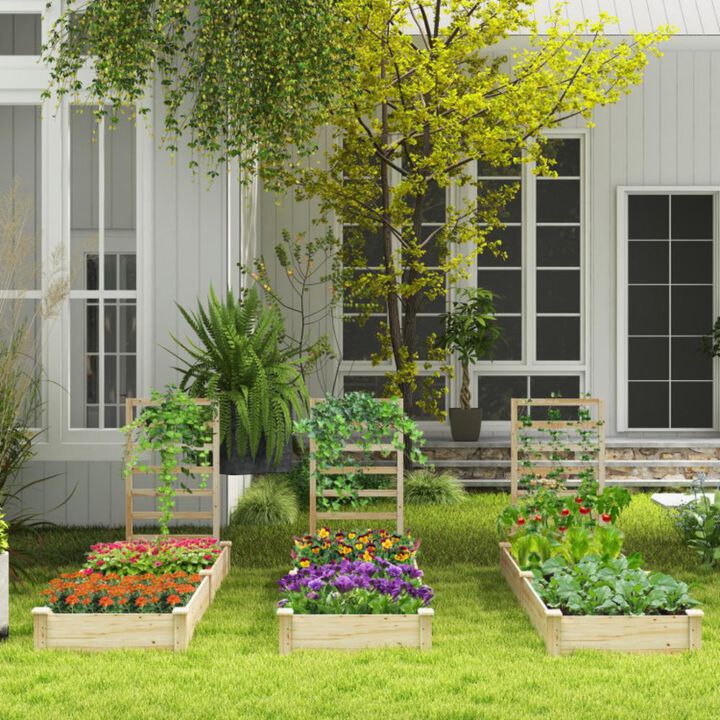 Hivvago Raised Garden Bed with Planter Box and Trellis