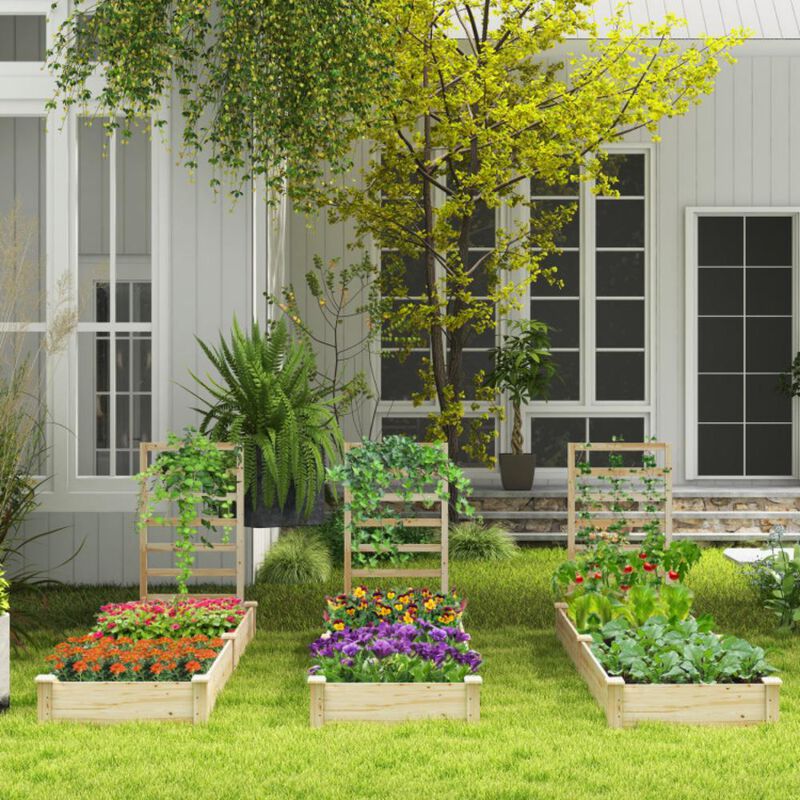 Hivvago Raised Garden Bed with Planter Box and Trellis
