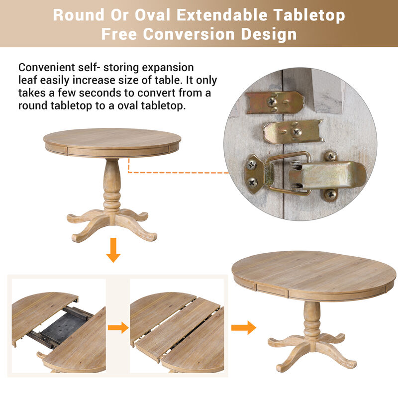 Merax Modern Dining  Extendable Table Chairs 5 Pieces Set