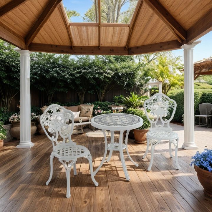 MONDAWE Elegant Patio Cast Aluminum Bistro 3-Piece Dining Set – Indoor & Outdoor Chic Furniture
