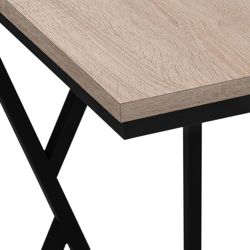 Monarch Specialties I 3249 Accent Table, C-shaped, End, Side, Snack, Living Room, Bedroom, Metal, Laminate, Brown, Black, Contemporary, Modern