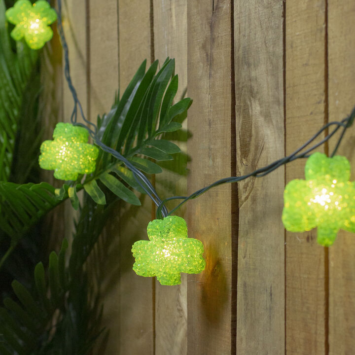 10 Green Irish Shamrock St Patrick's Day String Lights - 7.25ft Green Wire