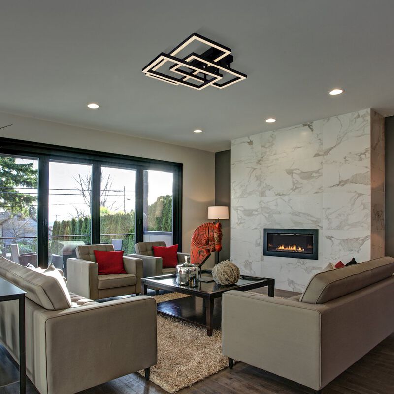 VONN Lighting Integrated LED Ceiling Lighting Rectangular Semi Flush in Black