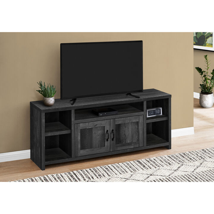 Monarch Specialties I 2743 Tv Stand, 60 Inch, Console, Media Entertainment Center, Storage Cabinet, Living Room, Bedroom, Laminate, Black, Transitional