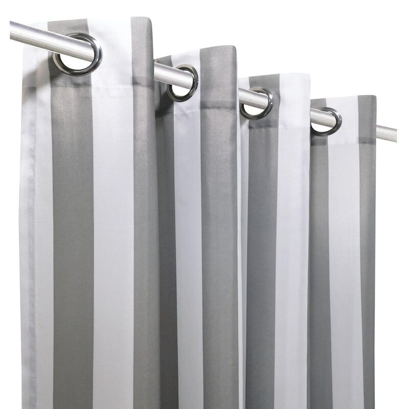 Commonwealth Seascapes Stripes Light Filtering Satiny Look Provide Privacy Grommet Outdoor Panel Pair Each 50" x 108" Alloy