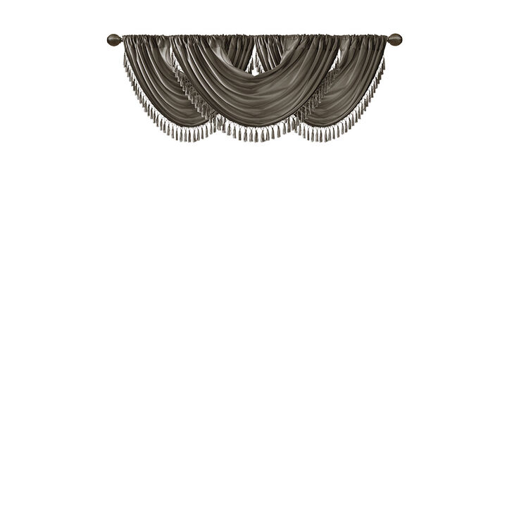 Gracie Mills Aurelius Faux Silk Sheen Waterfall Embellished Valance