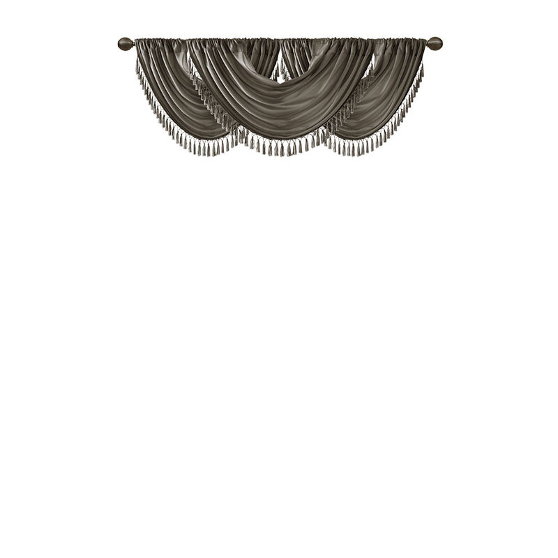 Gracie Mills Aurelius Faux Silk Sheen Waterfall Embellished Valance