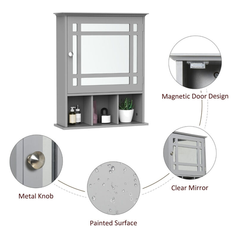 Bathroom Cabinet with Mirror and Storage Shelves for Organization