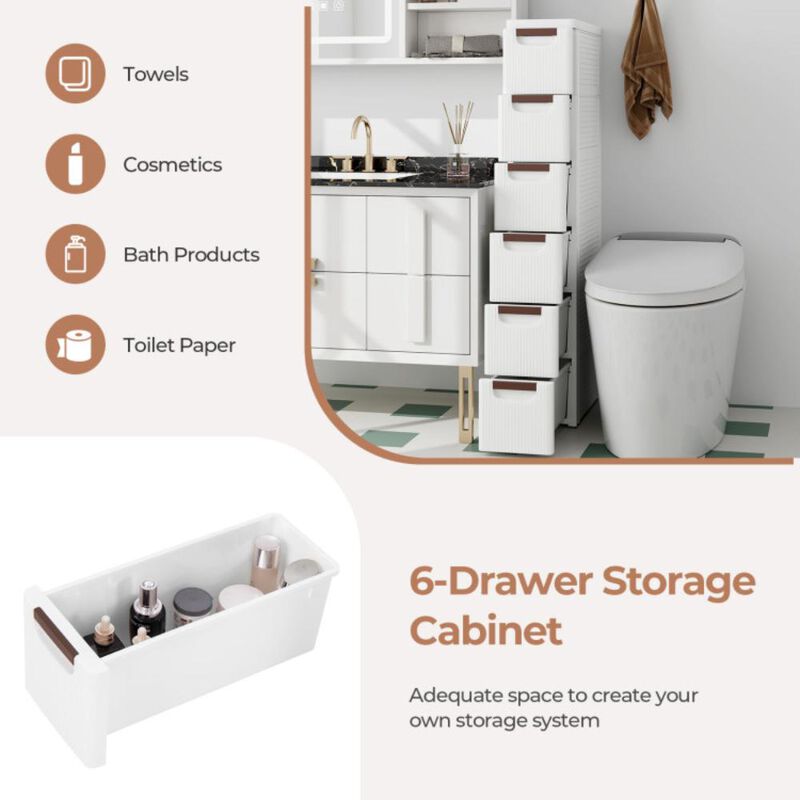 Hivvago 3/4/5/6-Drawer Rolling Organizer Unit Narrow Storage Cabinet with Built-In Wheels for Small Space