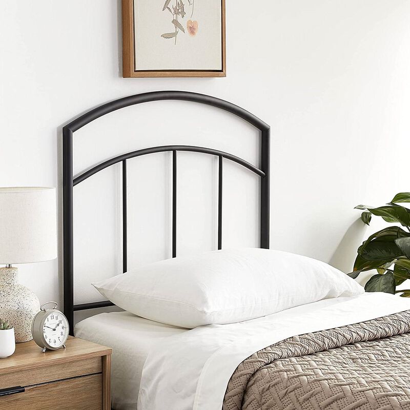 Hivvago Twin size Transitional Headboard in Textured Black Metal Finish