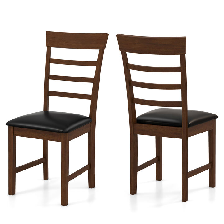 Wooden Dining Chair with Rubber Wood Frame Set of 2