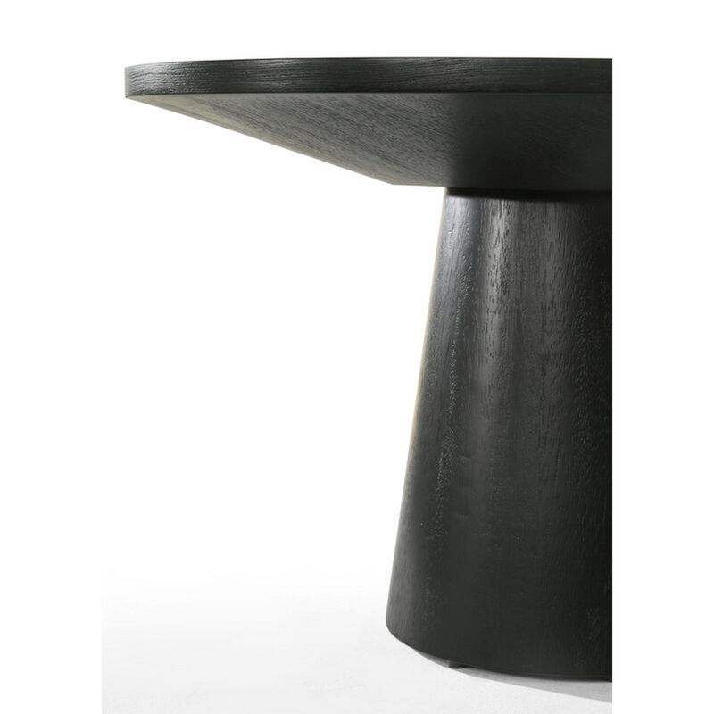 Yuvi 21 Inch Accent Table, Round Tabletop, Pedestal Base, Ebony Black - Benzara