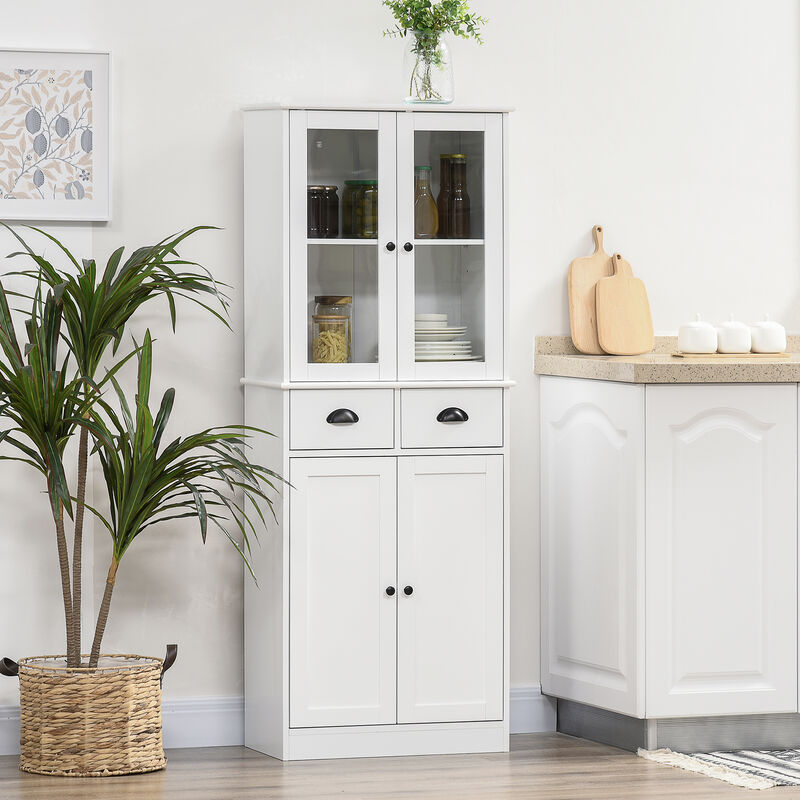Kitchen Pantry, 4-tier Storage Cabinet with Soft Close Doors, Adjustable Shelves