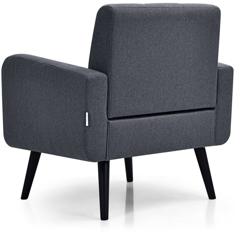 Costway 2PCS Accent Armchair Single Sofa Chair Home Office w/ Wooden Legs Gray
