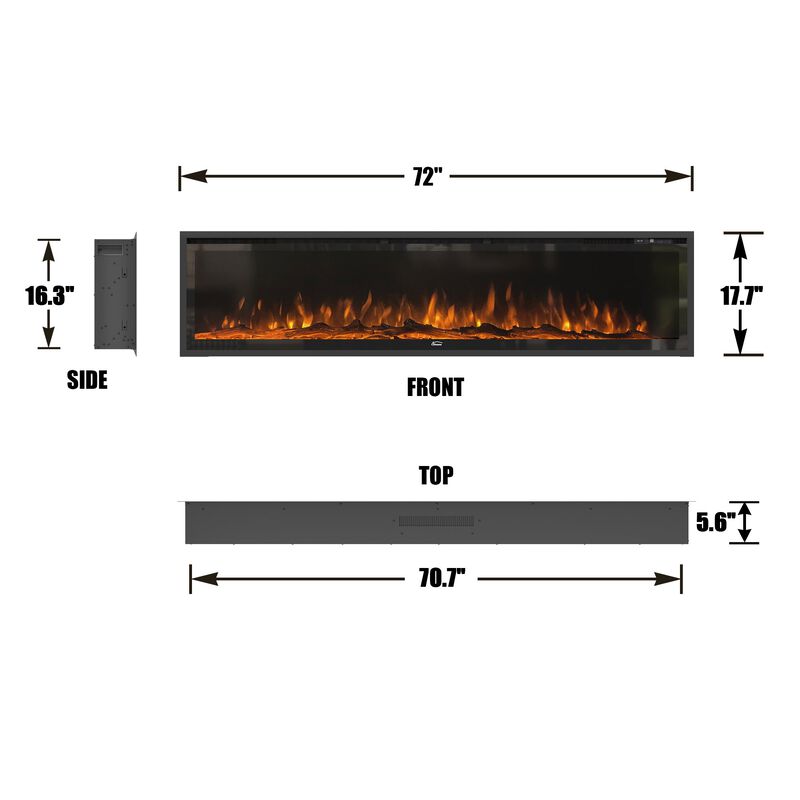 MONDAWE 60" Recessed Wall-mounted Freestanding Electric Fireplace with Remote Control