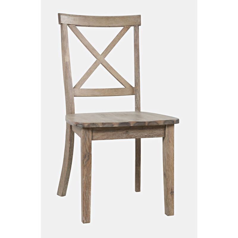 Jofran Eastern Tides Coastal Wire-Brushed Wood X-Back Acacia Dining Chair (Set of 2)