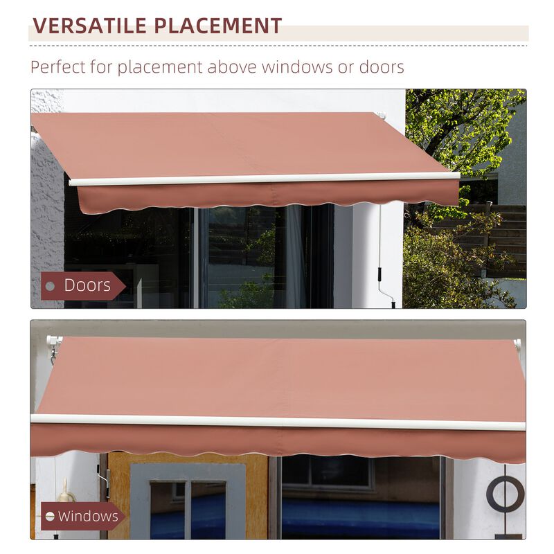 Coffee Brown Patio Cover: 13'x8' Durable Manual Retractable Sun Shade