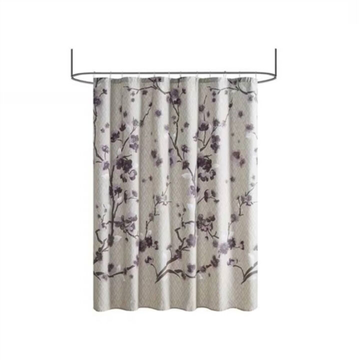 Cotton Shower Curtain with Floral Blossom Pattern