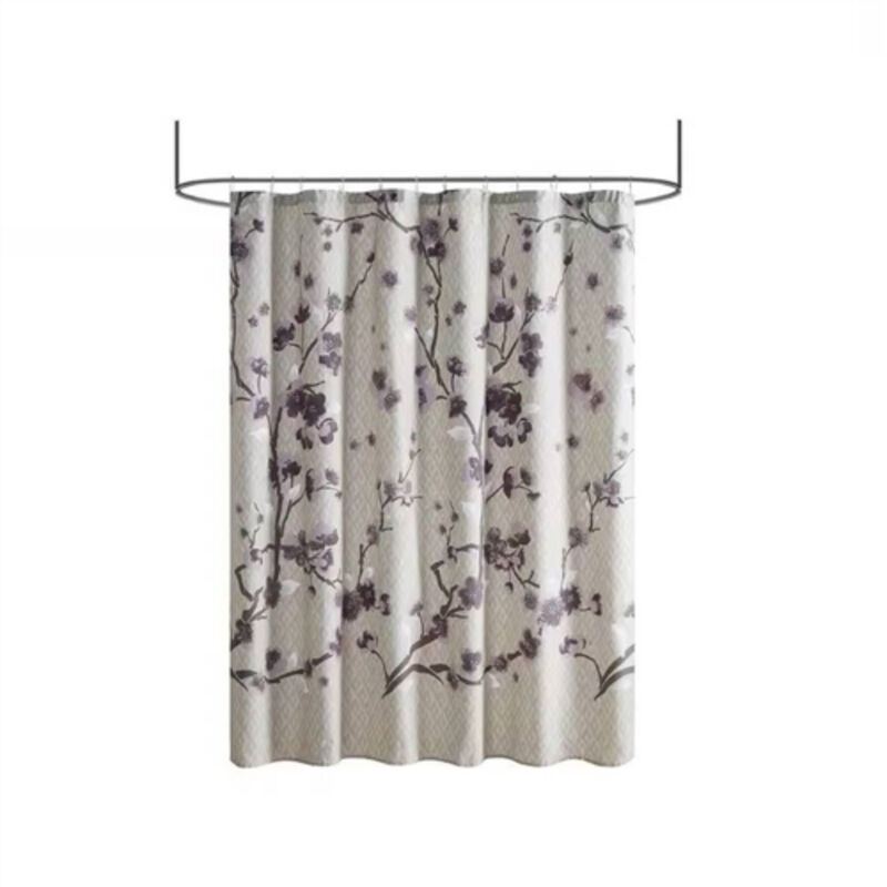 Cotton Shower Curtain with Floral Blossom Pattern