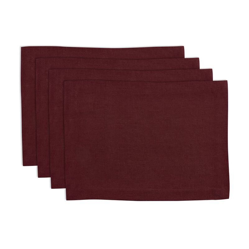 Solino Home 100% Pure Linen Placemats  Set of 4, 14 x 19 Inch | Sonoma