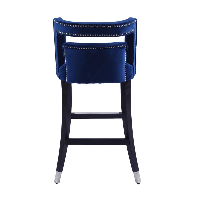 Suede Velvet Barstool With Nailheads Living Room Chair 2 PCS Set - 30 Inch Seater Height