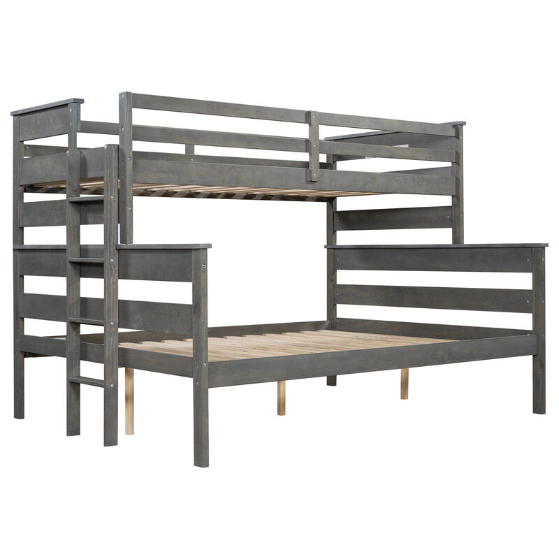 Wood Twin XL over Queen Bunk Bed with Ladder