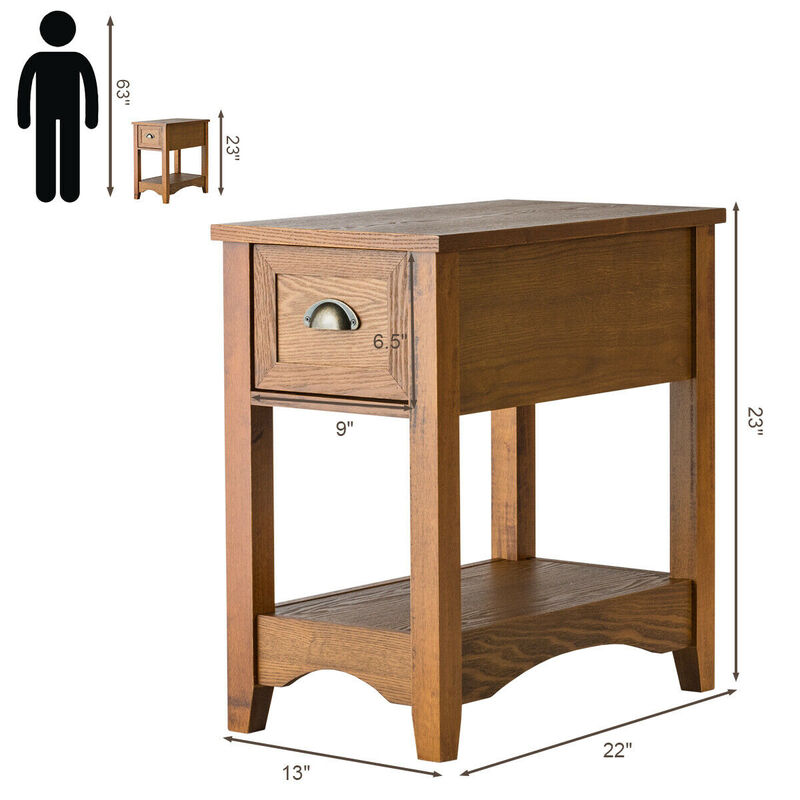 Contemporary Chair Side End Table Compact Table with Drawer Nightstand