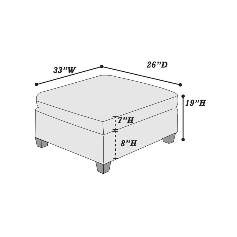 Living Room Furniture Cocktail Ottoman Linen Like Fabric 1 Piece Plush Ottoman Wooden Legs