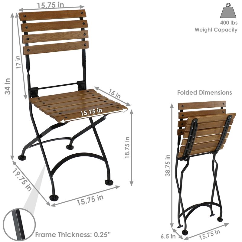 Sunnydaze European Chestnut Wood Folding Bistro Dining Chair