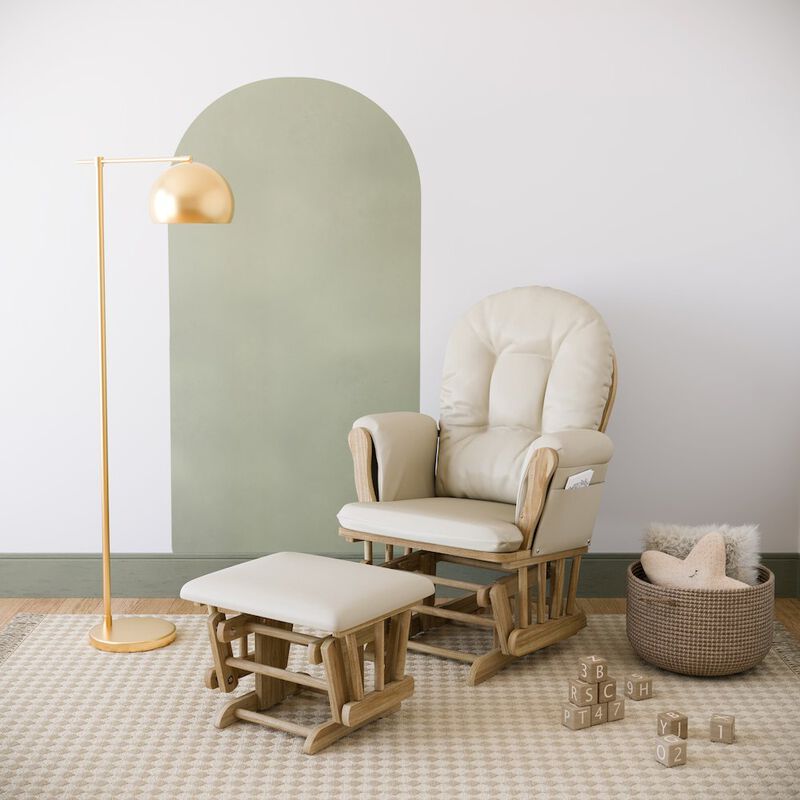 Storkcraft Hoop Glider and Ottoman - Natural with Beige
