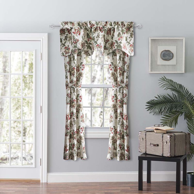 Ellis Curtain Madison Floral Design Printed Natural Ground 3" Rod Pocket Tailored Panel Pair