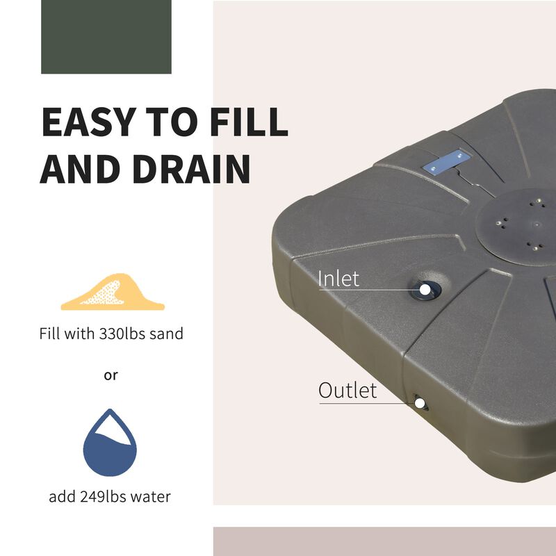 Coffee Umbrella Support: Cantilever Base with Wheels for Sand/Water