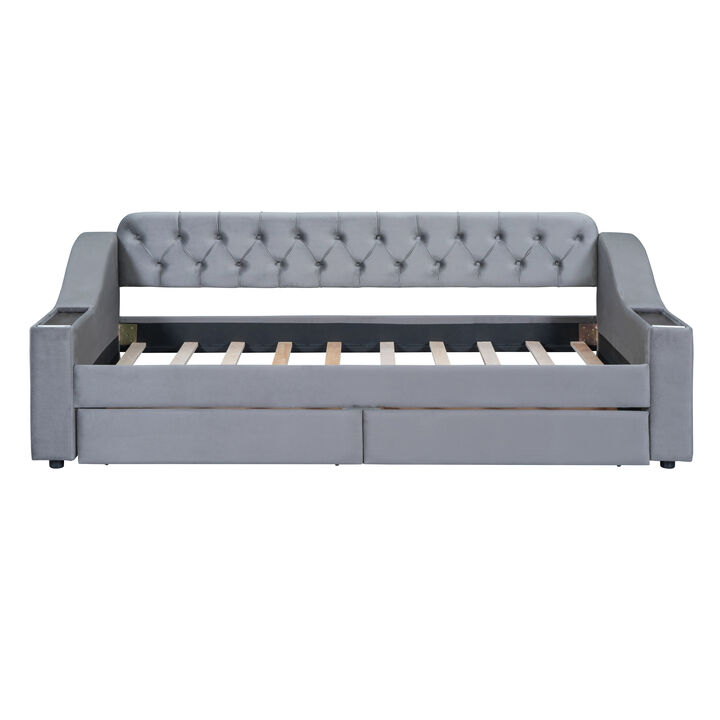 Merax Modern Daybed with Storage Armrests
