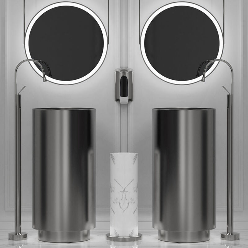 Deluxe stainless steel column basin silver