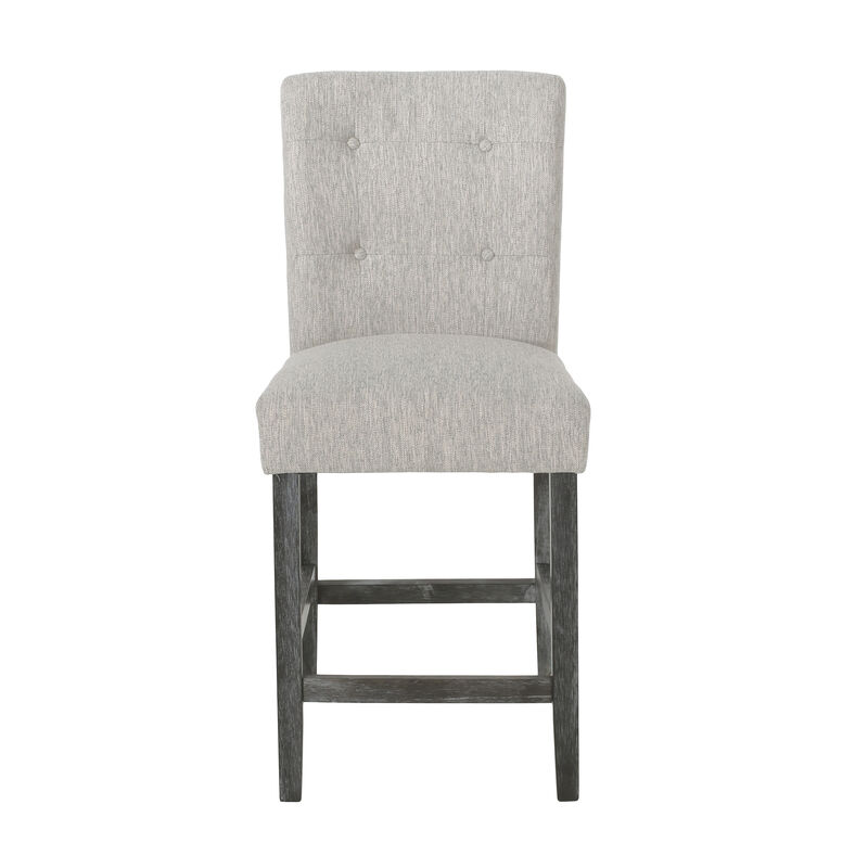 Modern Waffle-Stitch Button-Tufted Faux Leather Upholstered Counter Stool - Set of 2