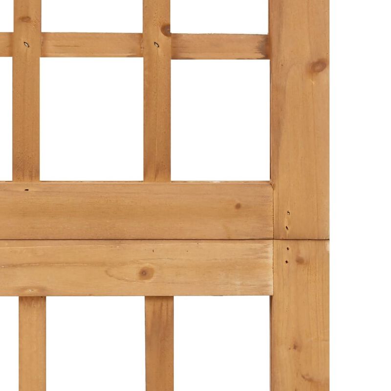 6 Panel Room Divider Trellis, Foldable Brown Solid Wood Frame, 96 Inch - Benzara
