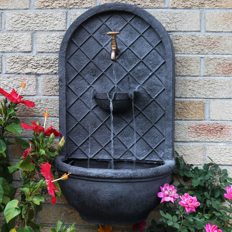 Sunnydaze Messina Polystone Outdoor Wall Fountain