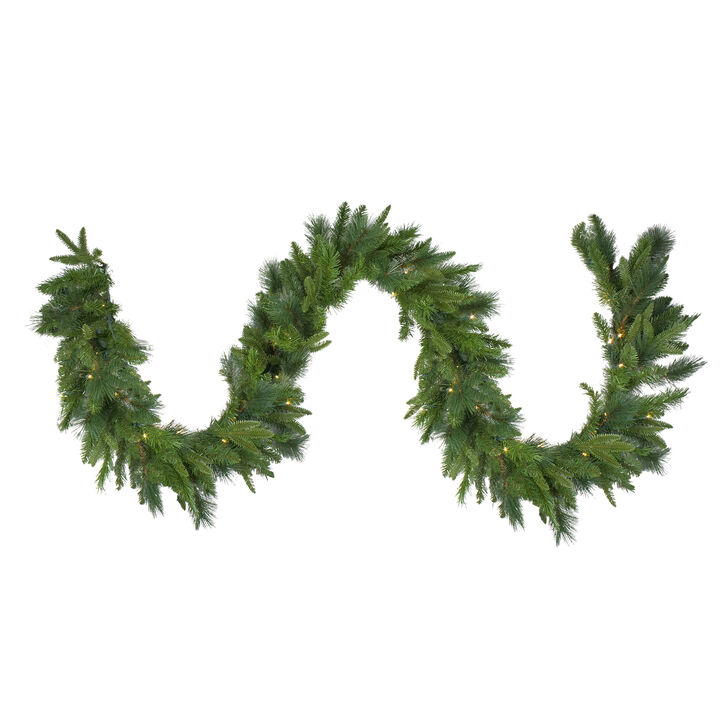 9' x 14" Pre-Lit LED Mixed Rosemary Pine Artificial Christmas Garland - Warm White Lights