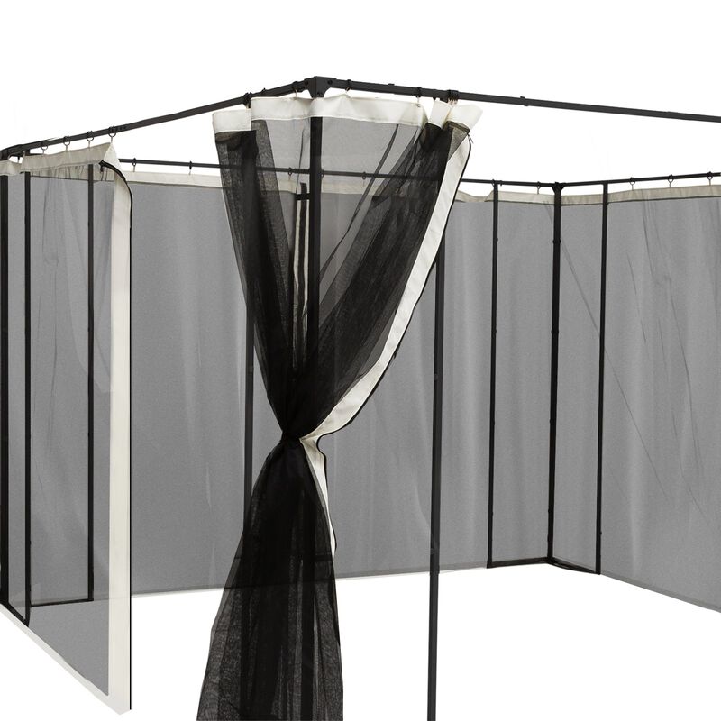 Black Patio Privacy: 10x10 Gazebo Sidewalls with Zippers (Netting Only)