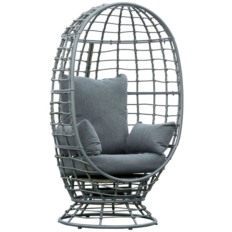 Versatile Garden Chair: Rotating Wicker Egg Seat for Indoor/Outdoor Use