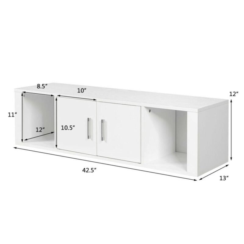 Hivvago Wall Mounted Floating 2 Door Desk Hutch Storage Shelves